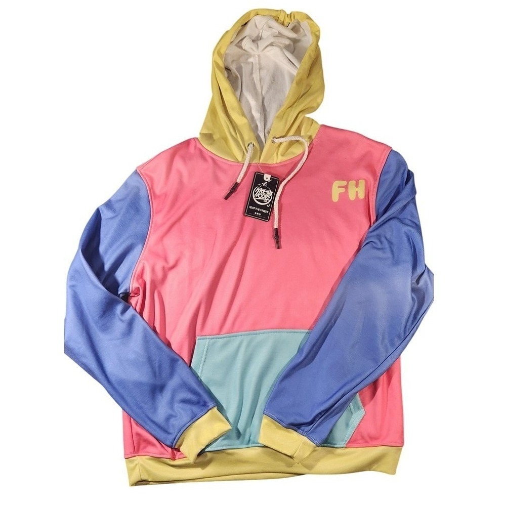 Freshhoods Hoodie‎ Mens XL Multicolor Colorblock Pullover Fleece FH Logo Graphic